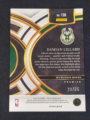 #138 Wave Blue Prizm #/75 - Damian Lillard - Image 2
