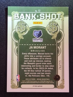 #12 Purple Mosaic Bank Shot #/99 - Ja Morant - Image 2