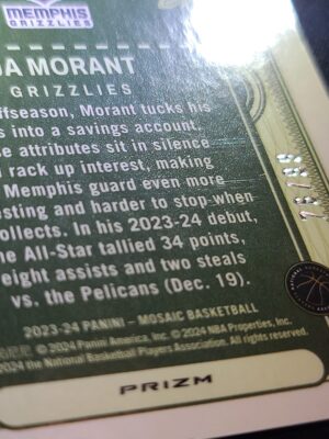 #12 Purple Mosaic Bank Shot #/99 - Ja Morant - Image 3
