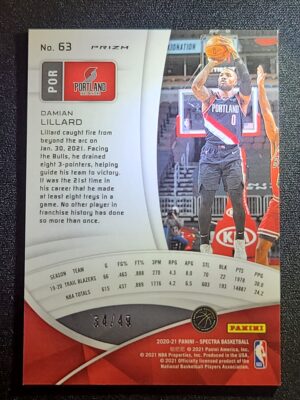 #63 Blue Orange Prizm #/49 - Damian Lillard - Image 2