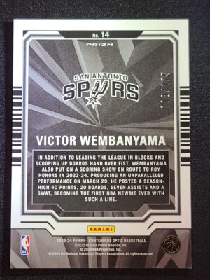 #14 Playing the Numbers Game Red Cracked Ice Prizm #/175 - Victor Wembanyama - Image 2